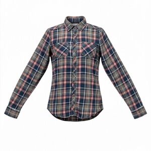 Girl Krazy Women’s Plaid Long Sleeve Button Down Raw Edge Shirt Size Small